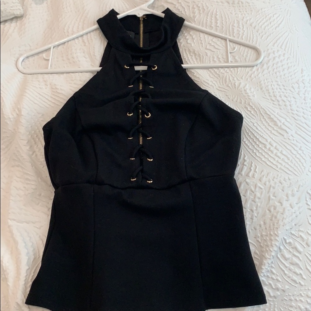 Bebe Mock neck sleeveless top